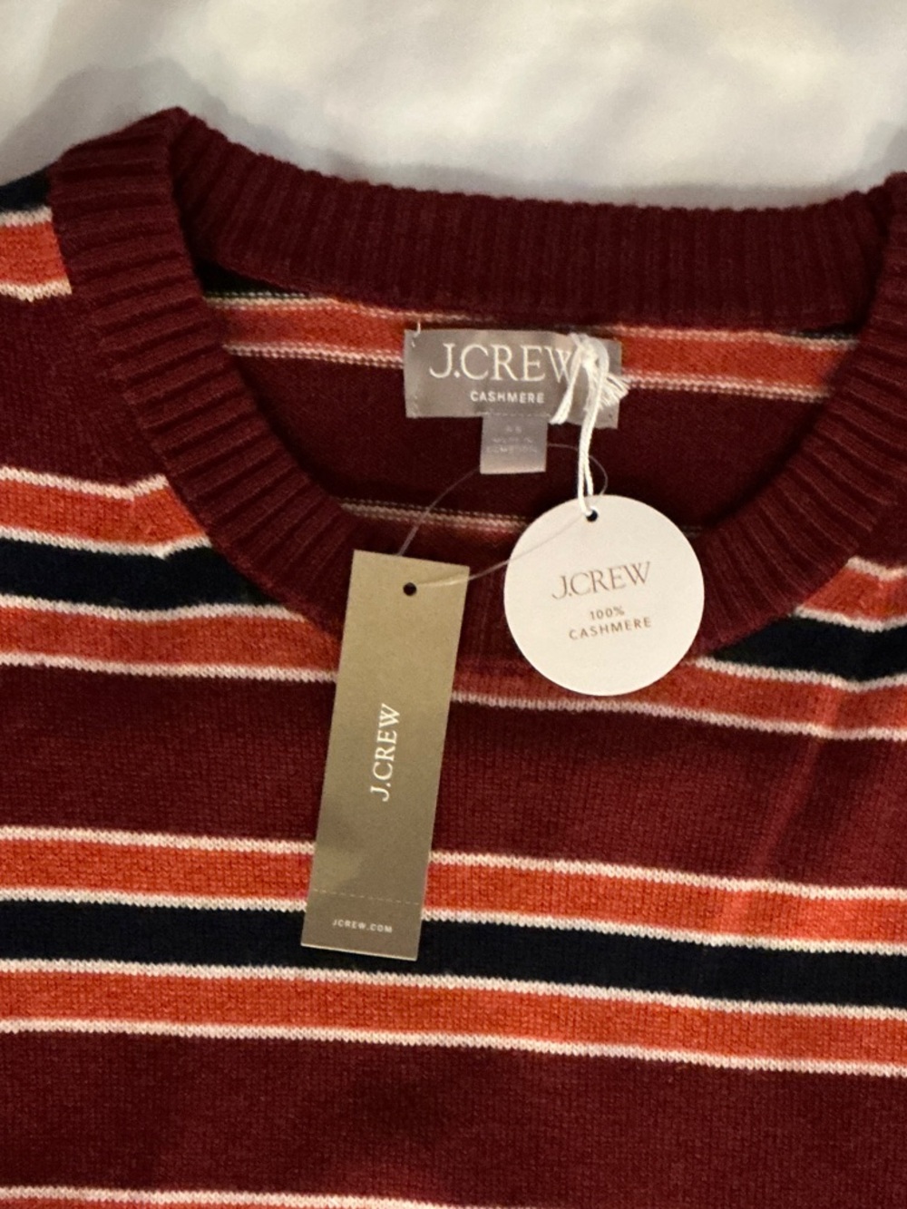 J. Crew Rust Red Multi-Stripe Crewneck Sweater - Picture 2 of 3